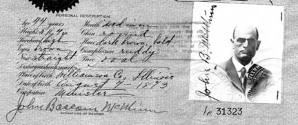 John mcMinn's WW1 Passport